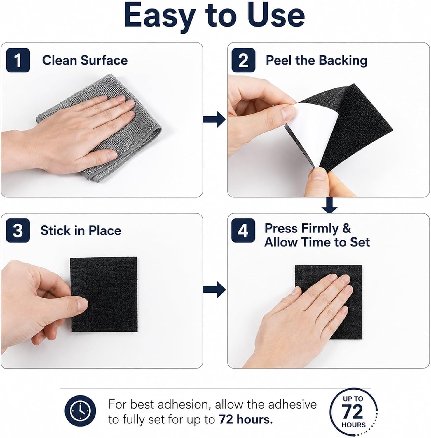 4x4 Inch Self Adhesive Hook and Loop with Sticky Back