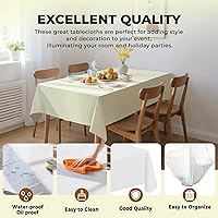 Vista 4 de Paquete de 10 manteles desechables de plástico premium de 54 x 108 pulgadas, mantel rectangular para mesa, para cumpleaños, bodas, Navidad, Beige