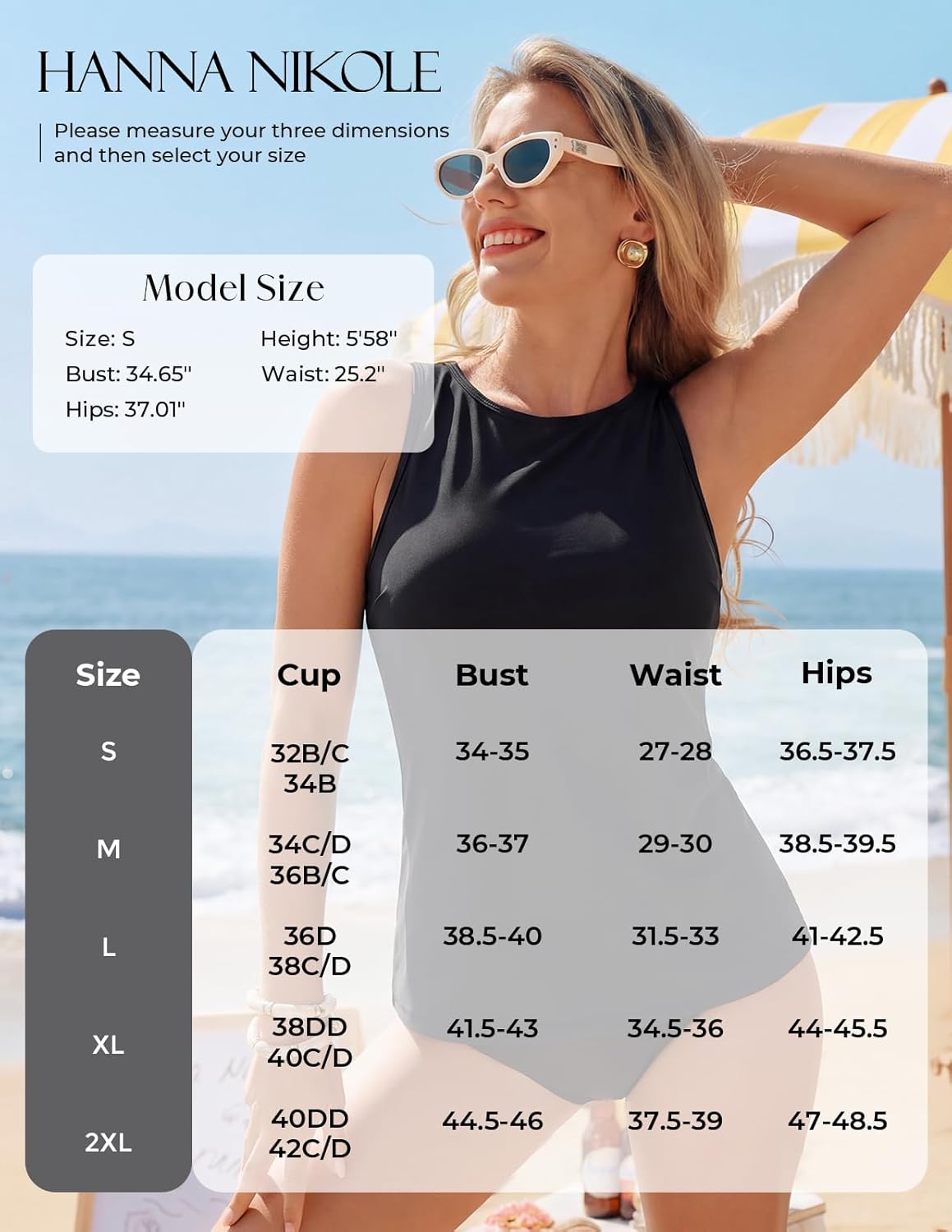 Hanna Nikole Tankini Tops for Women High Neck Swimsuits Top Tummy Control Bathing Suits Modest Swim Tank Top No Bottom