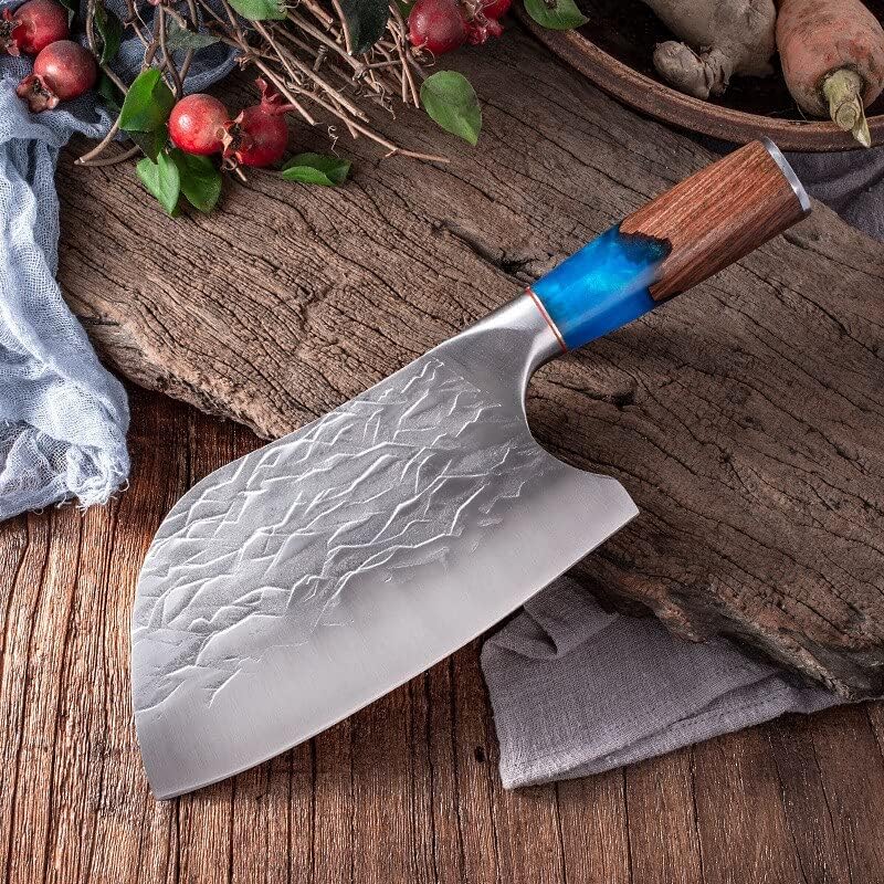 Meat cleaver, Serbian Chef Knife Multi-functional Cleaver Kitchen Camping BBQ Knife Full Tang Boning Knife Handmade Forged Butcher Knife Cleaver Knife (Color : 02)