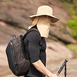 Sun Hats for Men Women Fishing Hat UPF 50+ Breathable Wide Brim Summer UV Protection Hat with Face Cover & Neck Flap