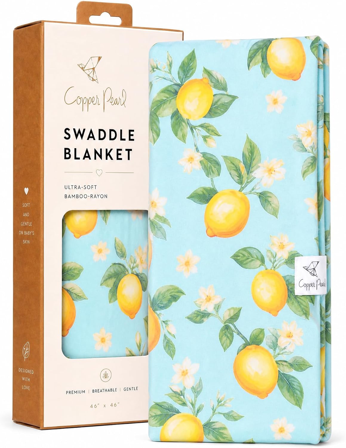 Copper Pearl Swaddle Blankets for Newborns | Soft Stretchy Receiving Blankets for Boys and Girls | Large 46 x 46 Inch Baby Blankets | Lightweight and Breathable Swaddles | Melody
