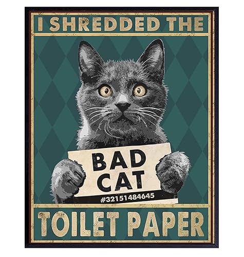Funny Bathroom Decorations - Cat Wall Decor - Bad Cat