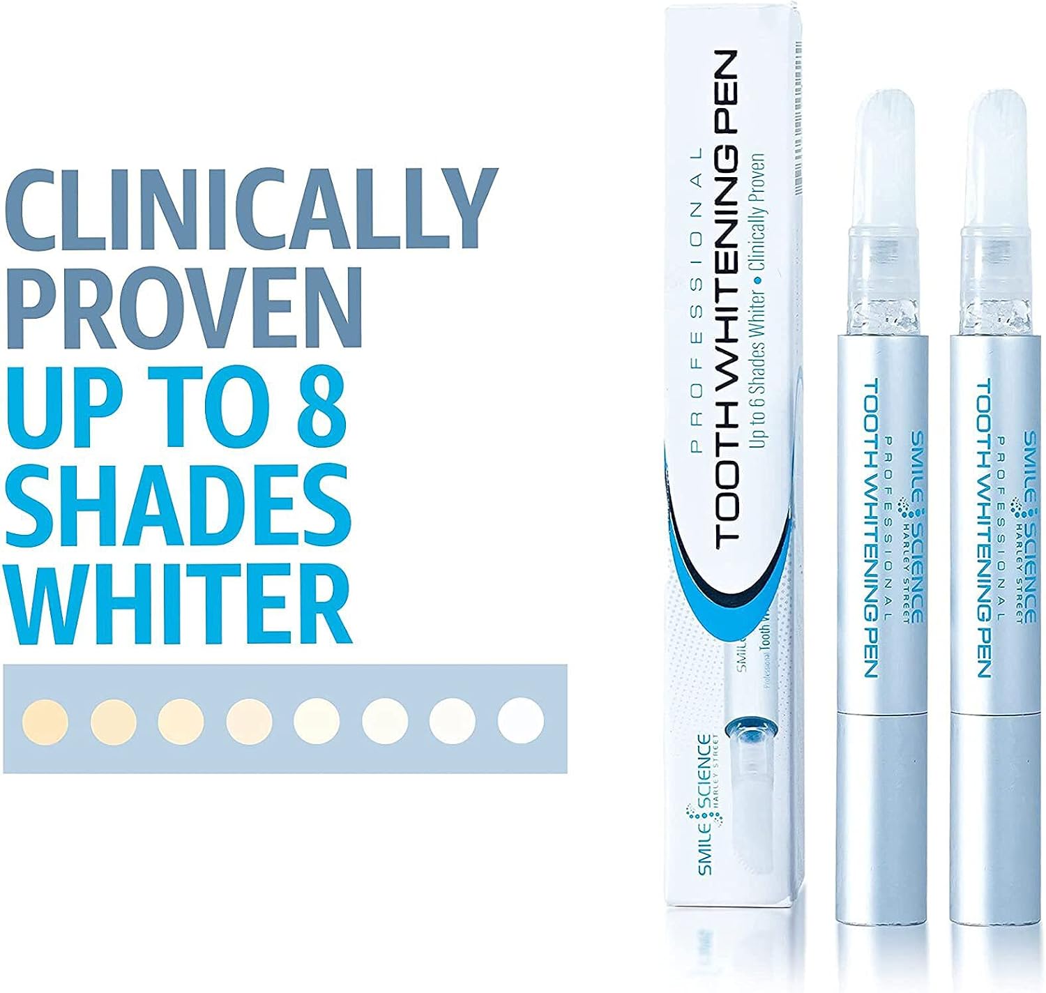 Smile Science Harley Street Teeth Whitening Pen Pack of 2, Peroxide-Free Gel for Sensitive Teeth Fast Tooth Whitener