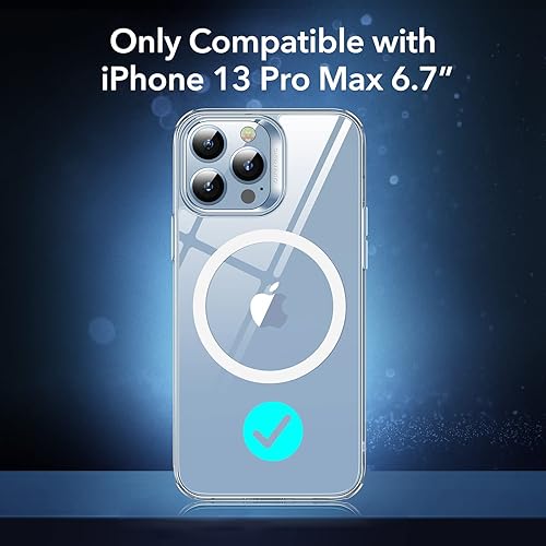 Vista 947 de ESR Funda para iPhone 15 Pro Max, compatible con MagSafe, de grado militar, negro transparente