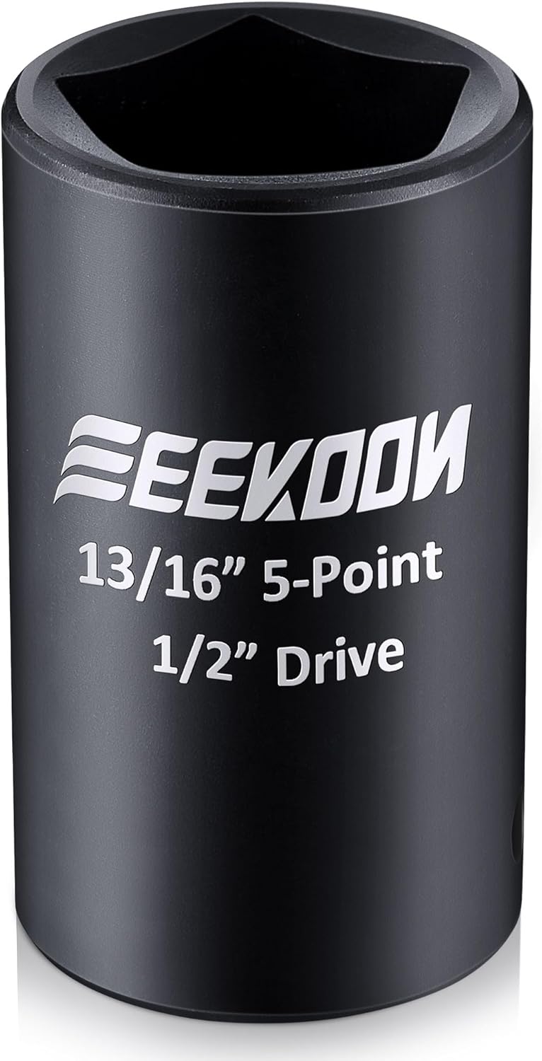 Feekoon Penta Socket With 1/2" Drive and 13/16" 5 Point Utility, 5 Point Socket Wrench Key for Pentagon Curb Boxes