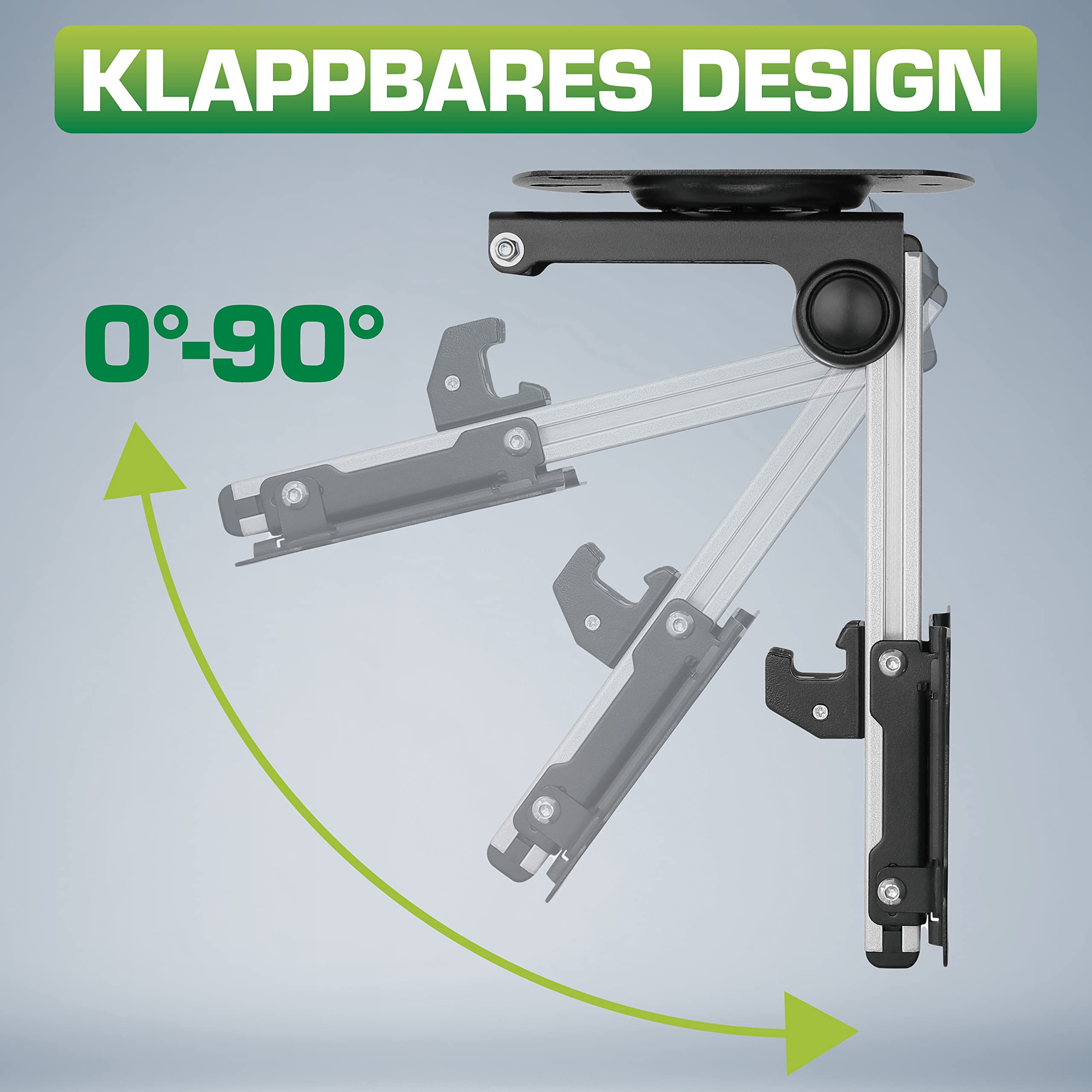 InLine – Unterschrank Monitor Halterung, klappbare Deckenhalterung für TV & Fernseher bis 27 Zoll (68cm), ideal für das Wohnmobil, VESA 75x75 und 100x100, bis max. 20KG, 23163A