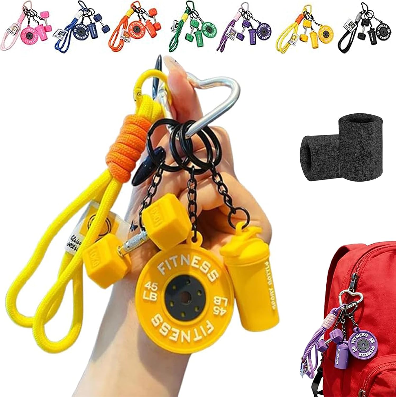 Creative Mini Gym Barbell Plate Keychain, Gym Bag Charms, Mini Dumbbell Keychain, Pocket-Sized Gyms Motivator