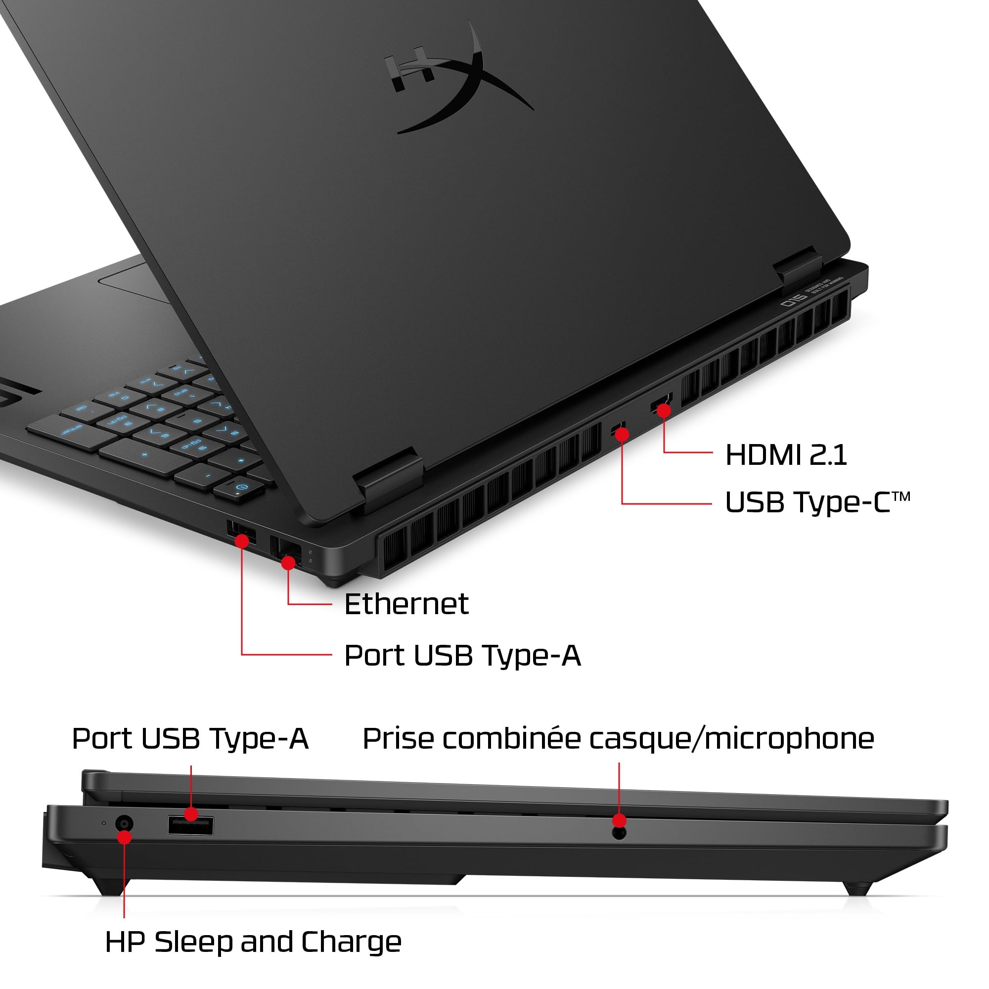 HP HyperX Omen 15-ga0701sf Ordinateur Portable Gaming 15.3" 2K IPS, PC Portable Gamer (Core 5-210H, RAM 16 Go, SSD 512 Go, RTX 5050 8GB VRAM, Windows 11), Laptop Noir, AZERTY