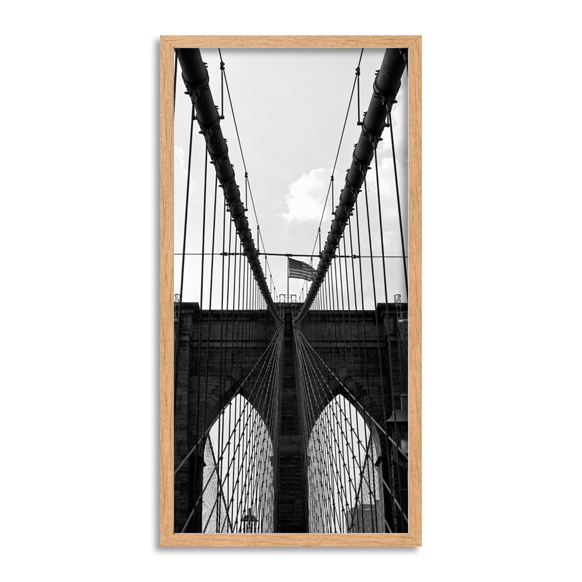 Wee Blue Coo Brooklyn Bridge New York City Architecture Long Panel Framed Wall Art Print