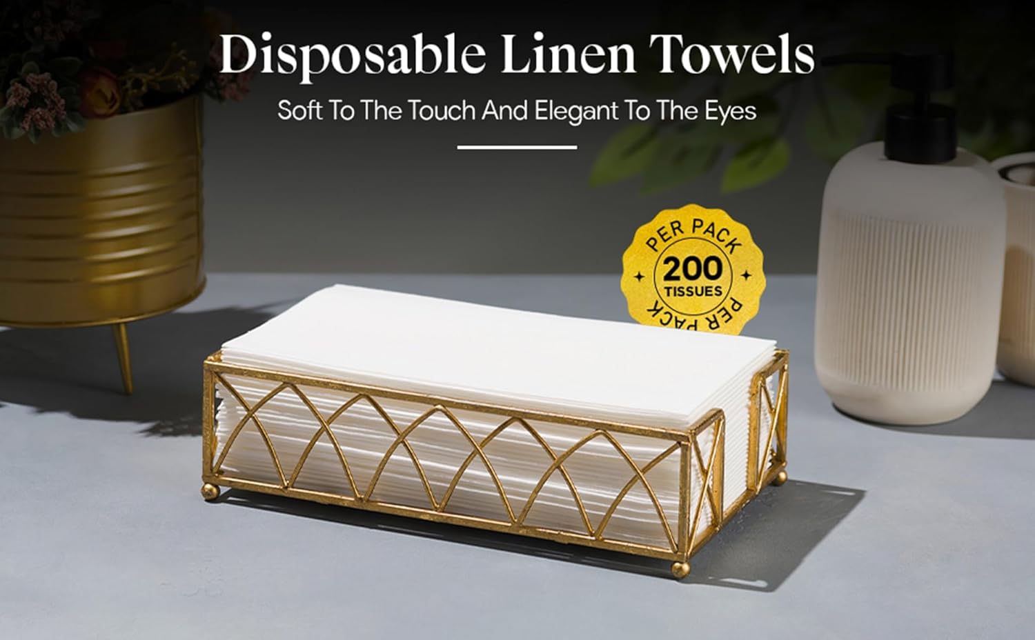 200 Disposable Linen Feel Guest Towels - Paper Hand Towels for Bathroom - Cloth Like White Paper Towel - Cocktail Hand Napkins - Highly Absorbent, Soft Fancy Guest Hand Towels 12" X 17" (Pack Of 200)