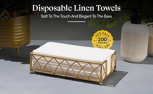 Miniatura 3 de 200 toallas desechables de lino para invitados, toallas de mano de papel para baño, toalla de papel blanca como tela - Servilletas de mano de cóctel