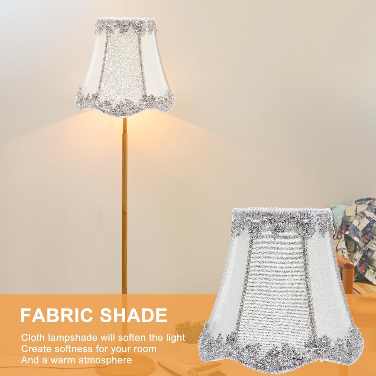 Baluue Cloth Lamp Shade Chandelier Accessories Small 4.7 Inch Rustic Fabric Lampshade Cover for Table Wall Floor Lamps Soft Warm Light Replacement