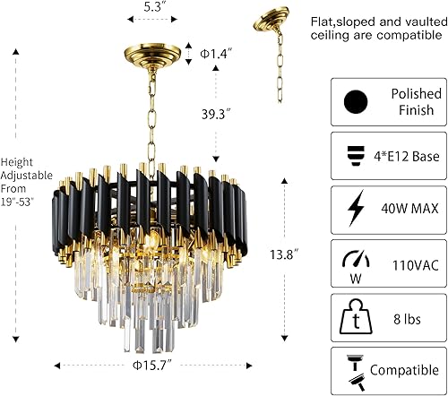 Miniatura 7 de Candelabro de cristal moderno de lujo, lámpara de techo colgante de cristal de gota de lluvia, 4 luces colgantes para comedor, sala de estar, isla