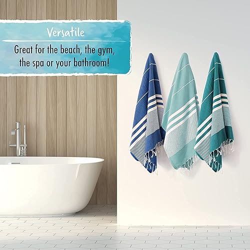 Miniatura 8 de Toalla turca de playa, 39 x 63 pulgadas, extra grande, de secado rápido, toalla turca de algodón de gran tamaño y manta para adultos, toallas de