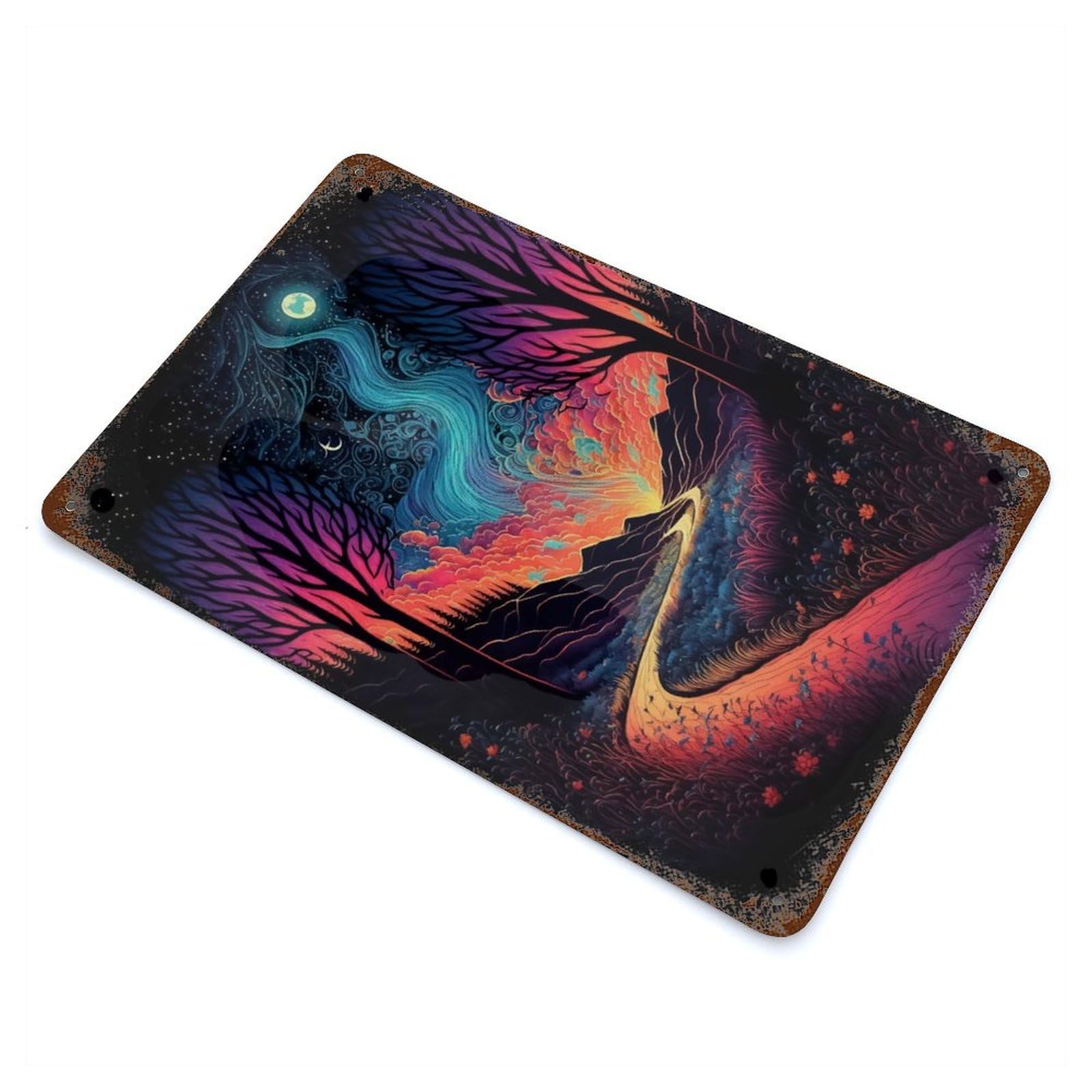 Colorful Earth 2 Distressed Metal Wall Sign 11.8"x7.9", Ideal for Cafe, Home Bar And Lounge Decor