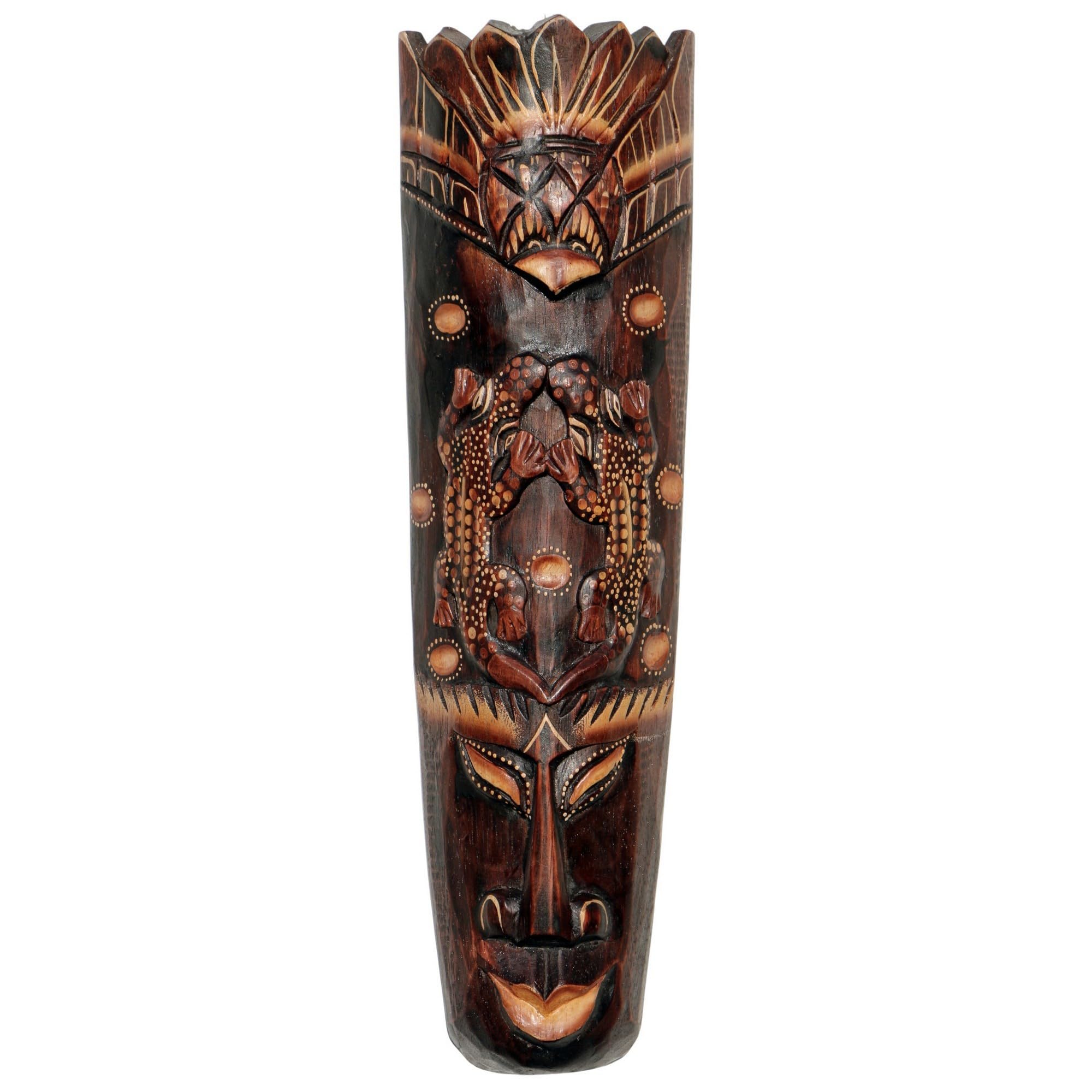 Wogeka - Gecko Wall Mask 50 cm - Carved Wood as a Gift Idea for Decoration - Handmade Carving by Bali Mask 15
