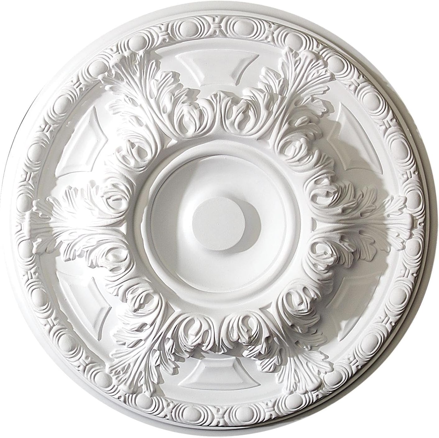 19 inch x 1-5/8 inch Leaf and Running Bead Polyurethane Ceiling Medallion Single Pack