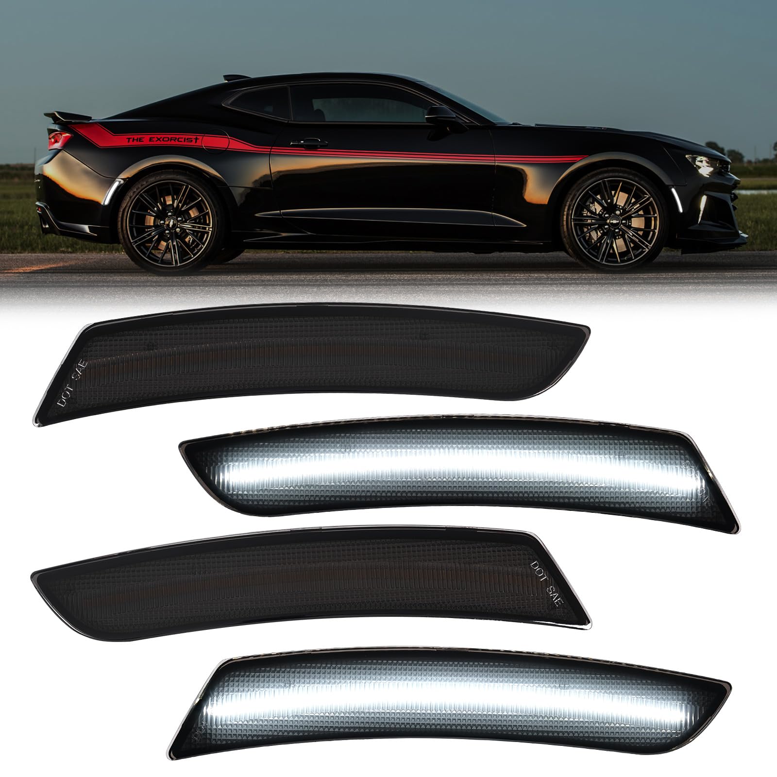 LED Side Marker Lights for 2016-2026 Camaro SS/ZL1 Smoked Lens White
