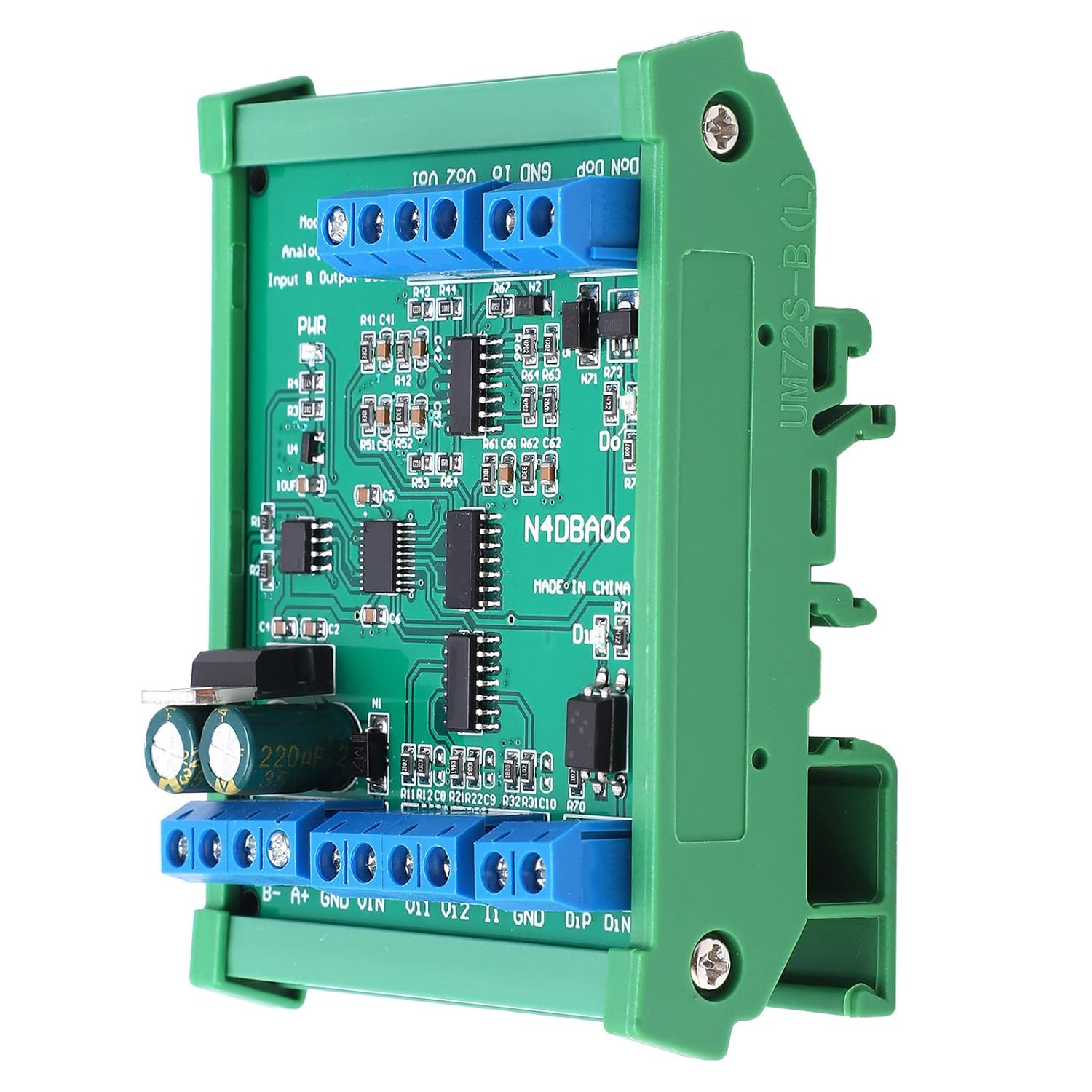 Analog Digital Input Output Module with Shell, 8 - Channel RS485, DC12V, 14-34MA - Voltage and Current Measurement, Flame Retardant VO Grade, Industrial Automatio