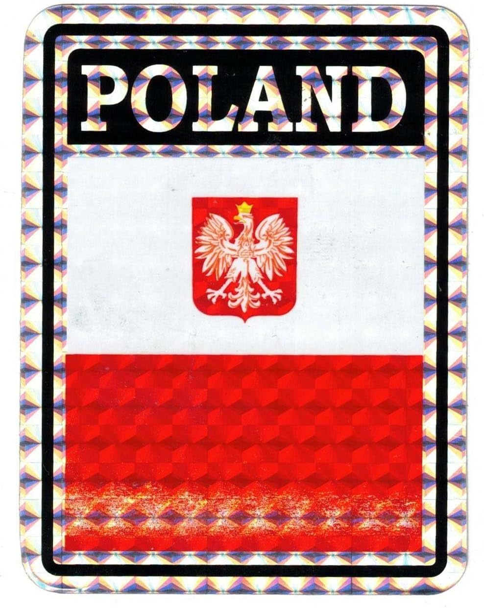 Pack of 50 Poland Eagle Country Flag Reflective Decal Bumper Sticker DC-190