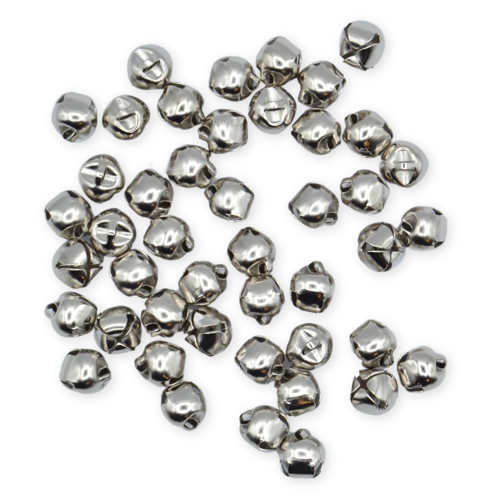 celloexpress 12mm Silver Jingle Bells - Mini Christmas Craft DIY Festive Decorations Gift Wrap (Pack of 50) โ image 1