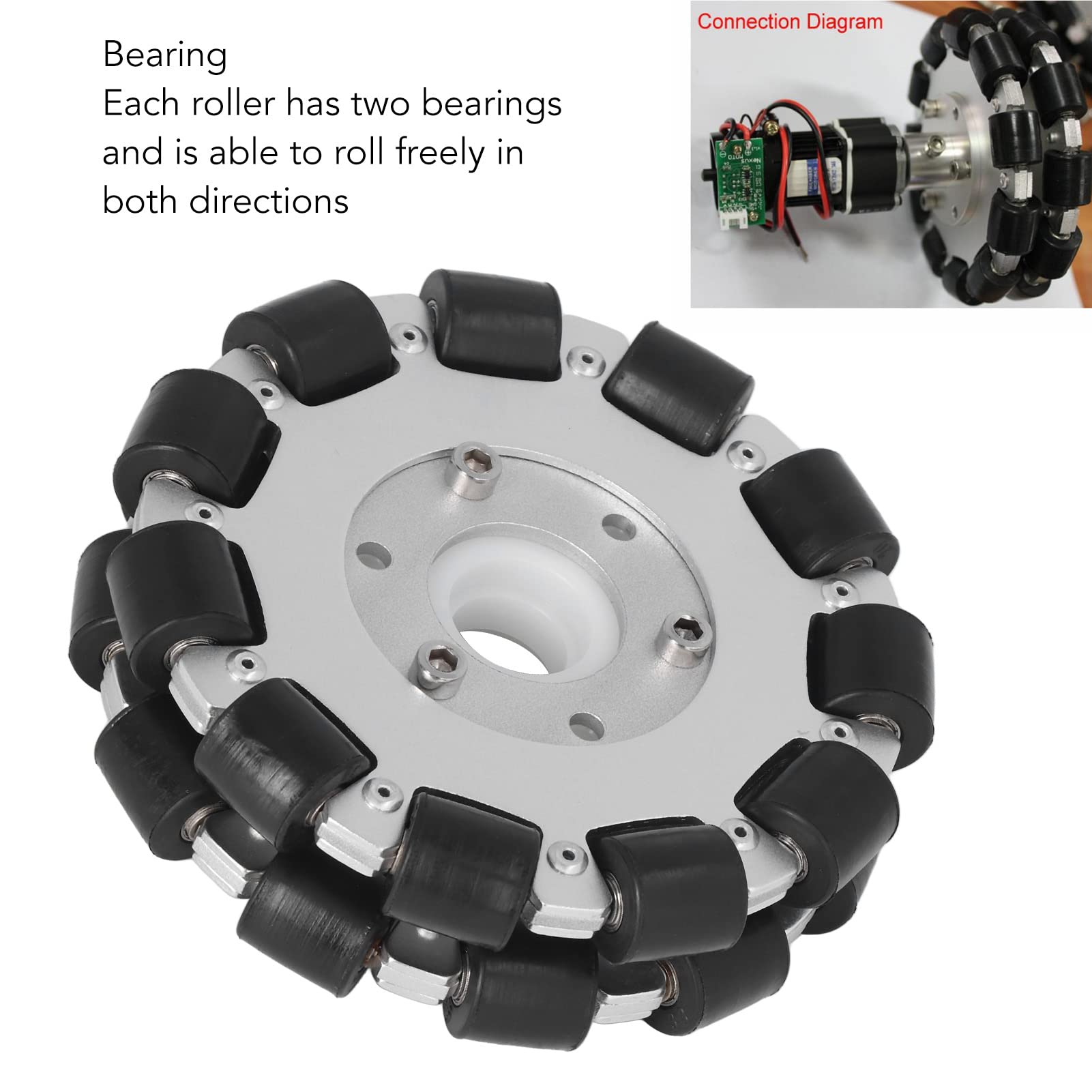 HERCHR Ruedas multidireccionales de Doble Fila Rueda omnidireccional de 127 mm con Rodillos de cojinete Rueda omnidireccional Piezas de Repuesto