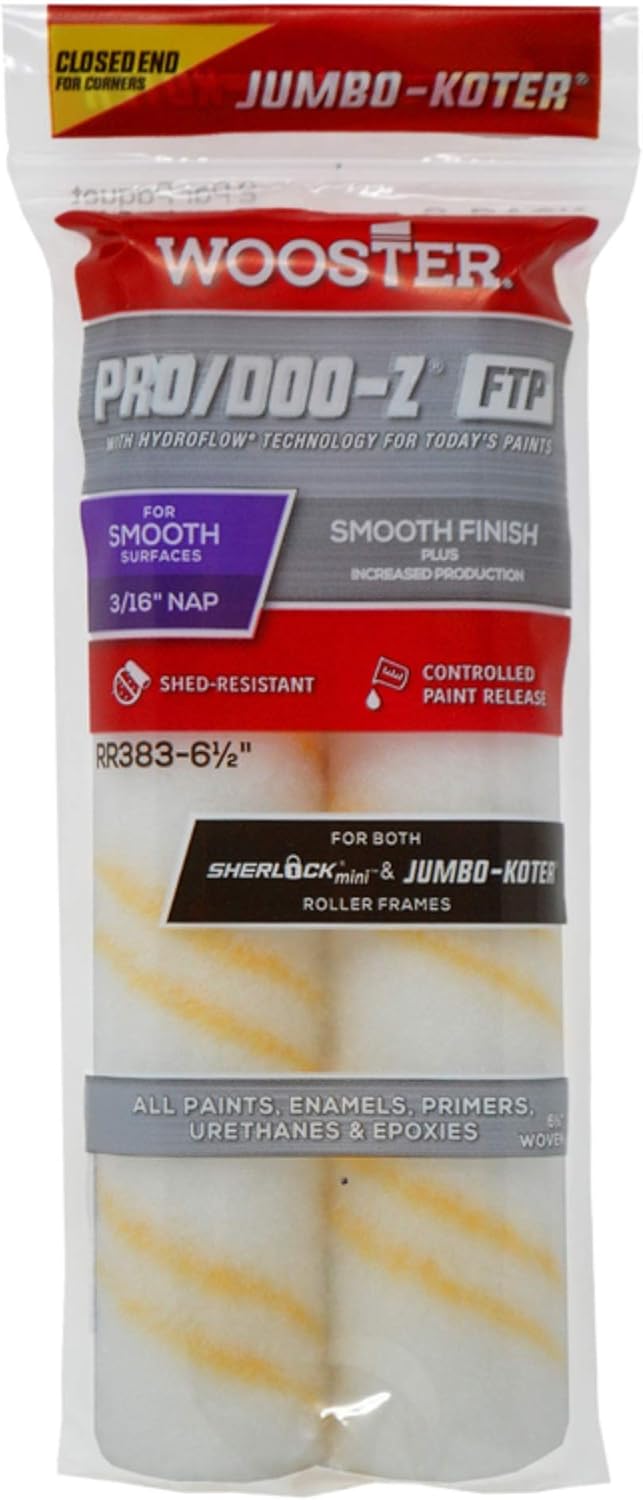 Wooster RR383-6 1/2 Jumbo-Koter Pro/Doo-Z FTP 3/16" Paint Rollers, No Size, Red - - 