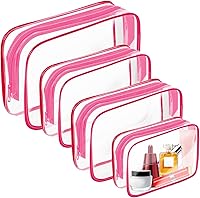 Vista 19 de Bolsa de maquillaje transparente AURUZA, bolsas de aseo portátiles para viajes con cremallera, bolsas organizadoras transparentes aprobadas por