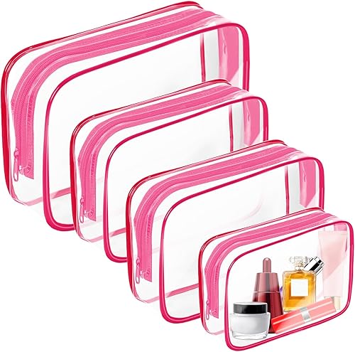 Miniatura 19 de Bolsa de maquillaje transparente AURUZA, bolsas de aseo portátiles para viajes con cremallera, bolsas organizadoras transparentes aprobadas por