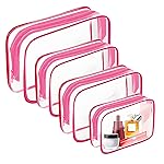 AURUZA Clear Makeup Bag,Portable Travel Toiletry Bags with Zipper, TSA Approved Clear Organizer Bags, PVC Cosmetic Pouch for Airport Airline Compliant