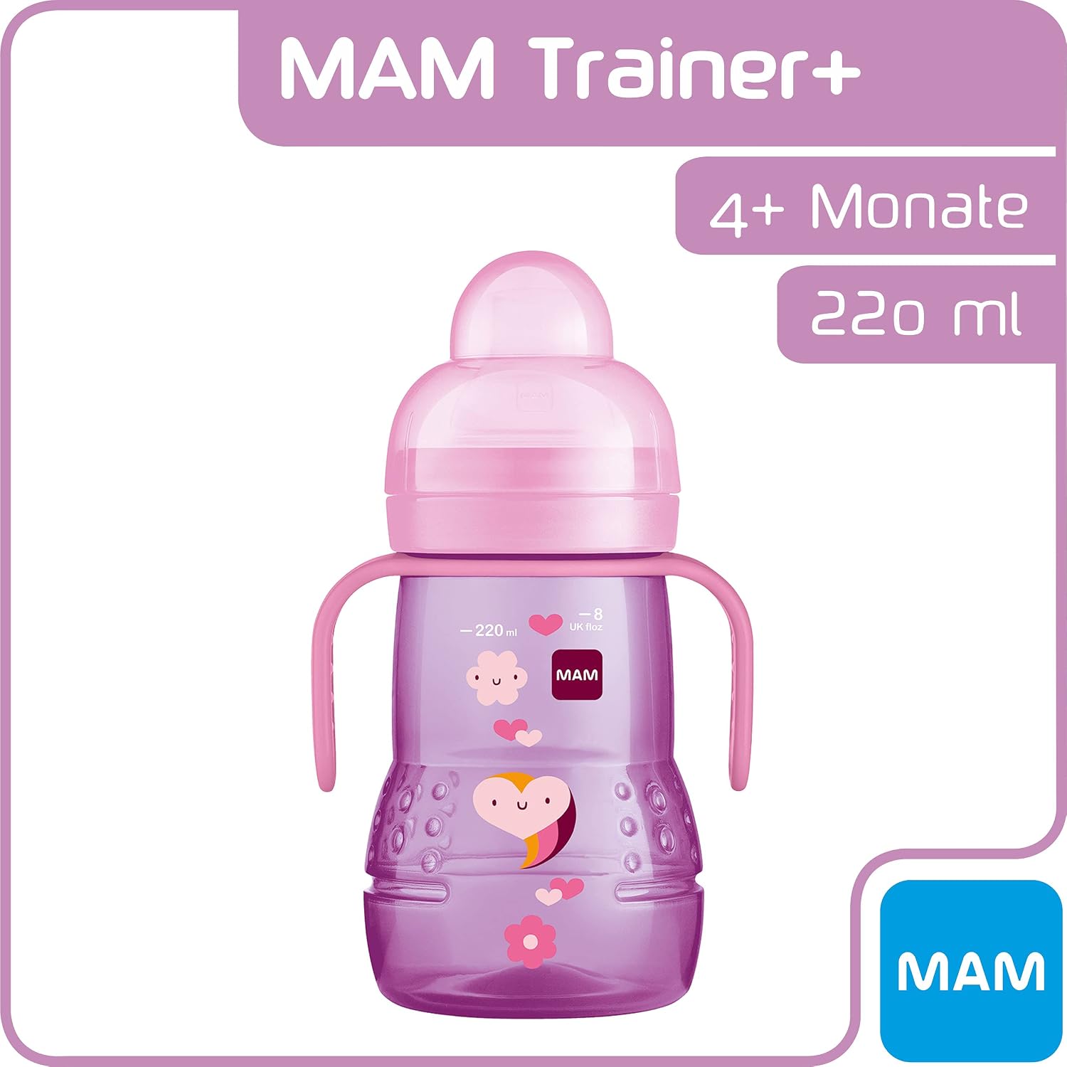 MAM Trainer+ (220 ml), Drinking Bottle for The Transition to a Cup Drinking Cup with drip- Teat, Drinking spout and Handle - Image 4