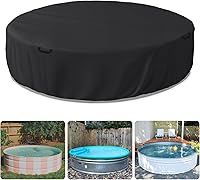 Vista 10 de Bitubi Cubierta redonda de acero de 8 pies para piscina, mejorada a cobertura completa para evitar el óxido y el envejecimiento (gris)