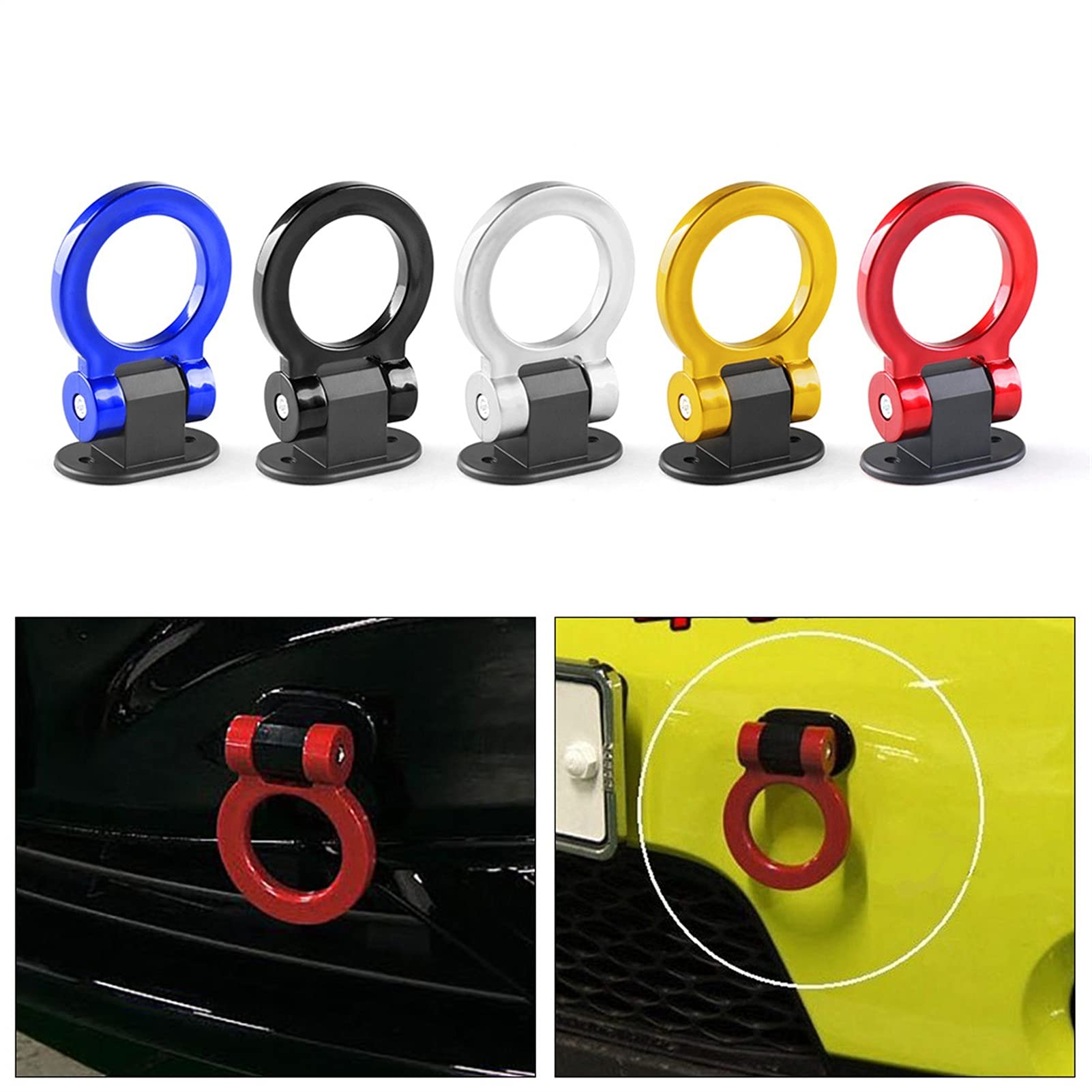 Zestaw Pierścień do przyczepy Naklejka dekoracyjna Samochód Auto...,Haczyk holowniczy(Black)