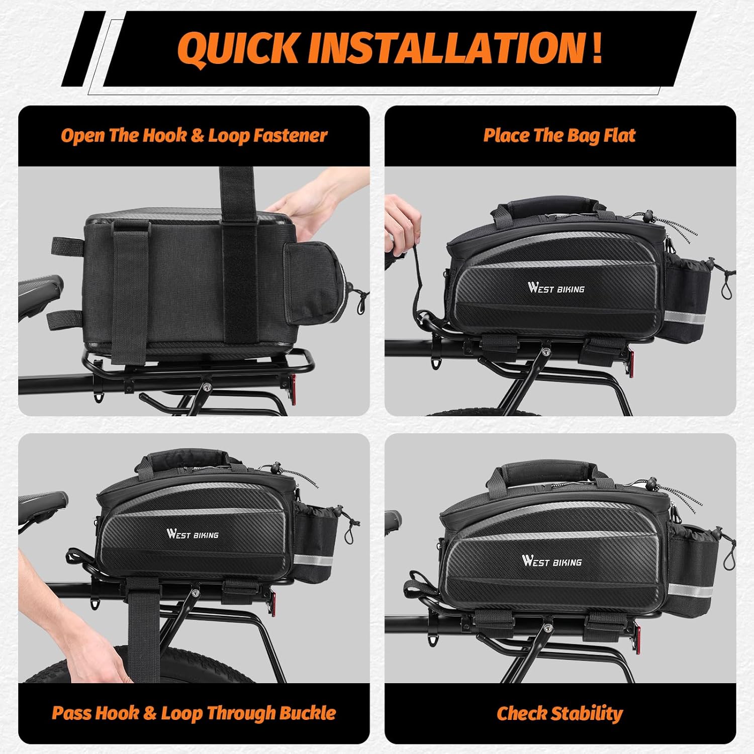 Bike Bags for Bicycles Rear Rack, 11L Bike Trunk Bag with Reflector, Rain Cover & Shoulder Strap, 3 in 1 Bicycle Rear Rack Bag for Commuter Travel Outdoor