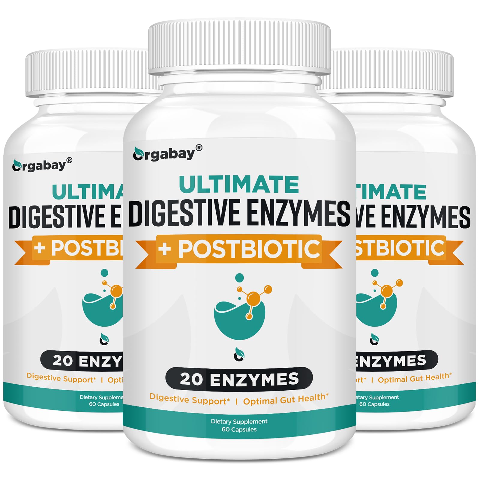 Digestive Enzymes 1000mg with Postbiotics, 20 Enzyme Blend for Bloating, Optimal Digestion and Gut Function, 180 Veggie Capsules