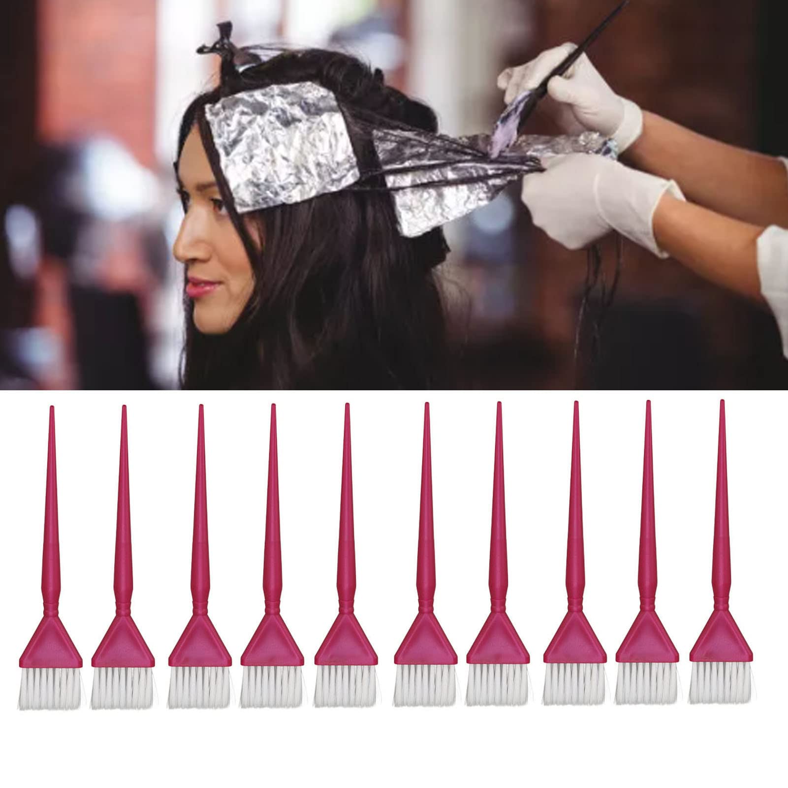Set di pennelli per capelli 10 pezzi, manico ergonomico, applicatore per tinta, pennello per tinture per capelli per salone di bellezza (S)