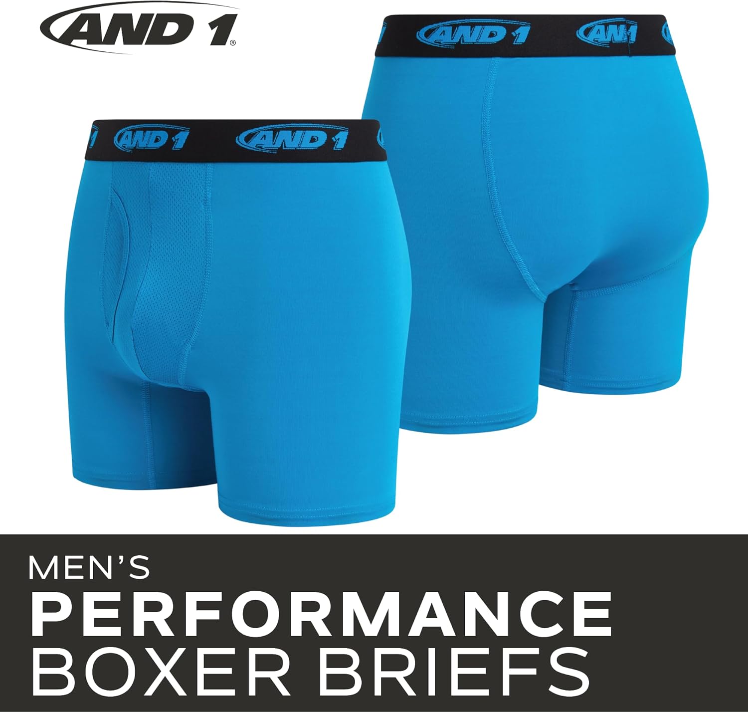 AND1 Mens Boxer Briefs - 5 Pack Stretch Performance Mens Underwear Boxers with Functional Fly Pouch, 6" Inseam (S-3XL) - Image 3