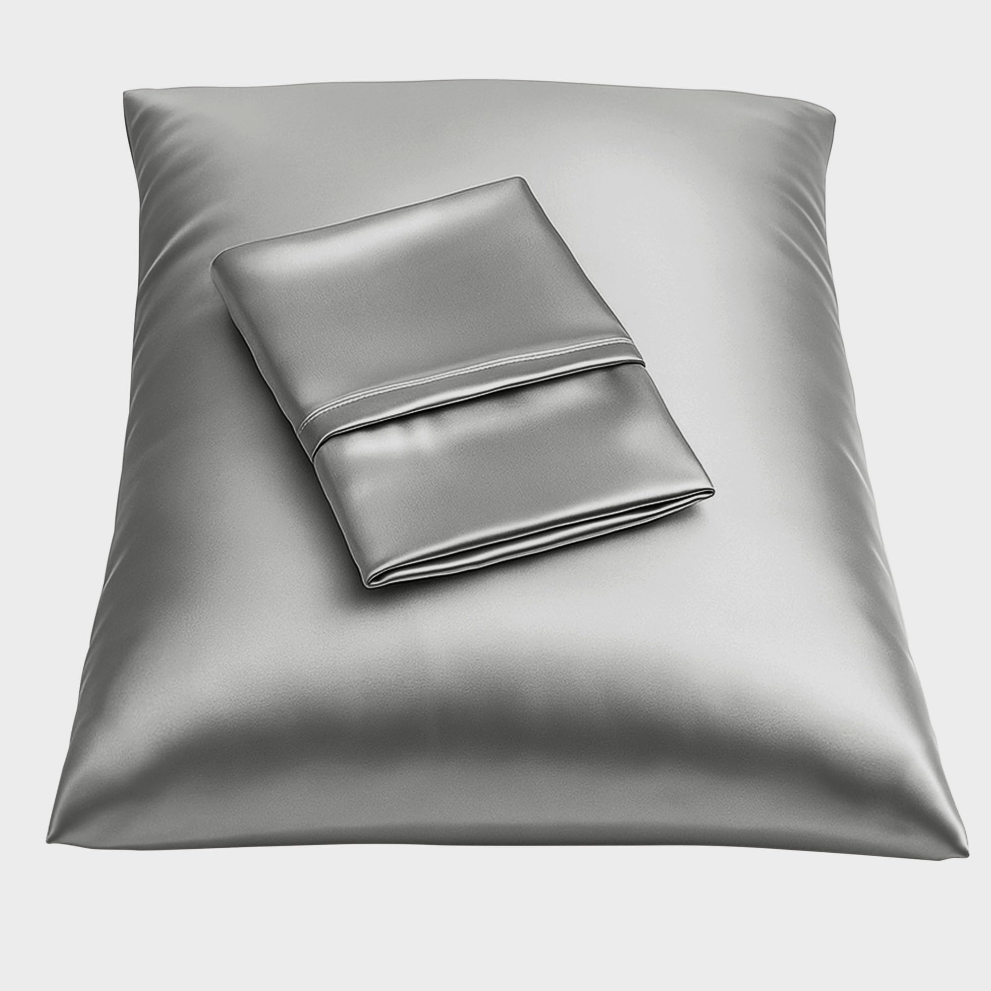 BLISSFORD Satin Pillowcase with Zipper, Like Silk Pillow Cases, Medium Grey