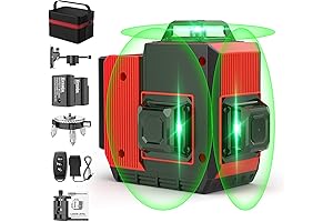 Professional 12 Lines 3D Laser Level Self Leveling with 2 Rechargeable Batteries