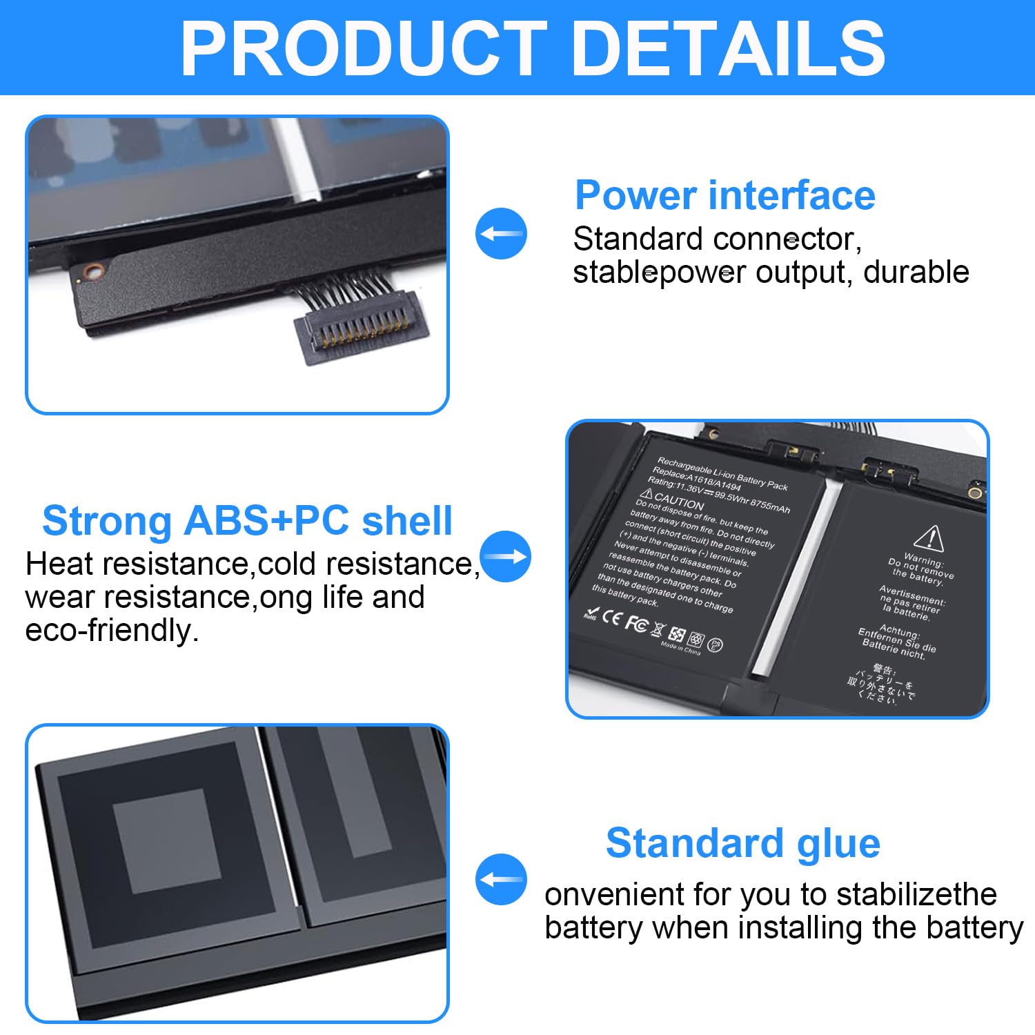 Batterie Remplacement Pour MacBook Pro 15" Retina A1398 (Fin 2013 à 2015) - 11,36V 8755mAh, Compatible A1618