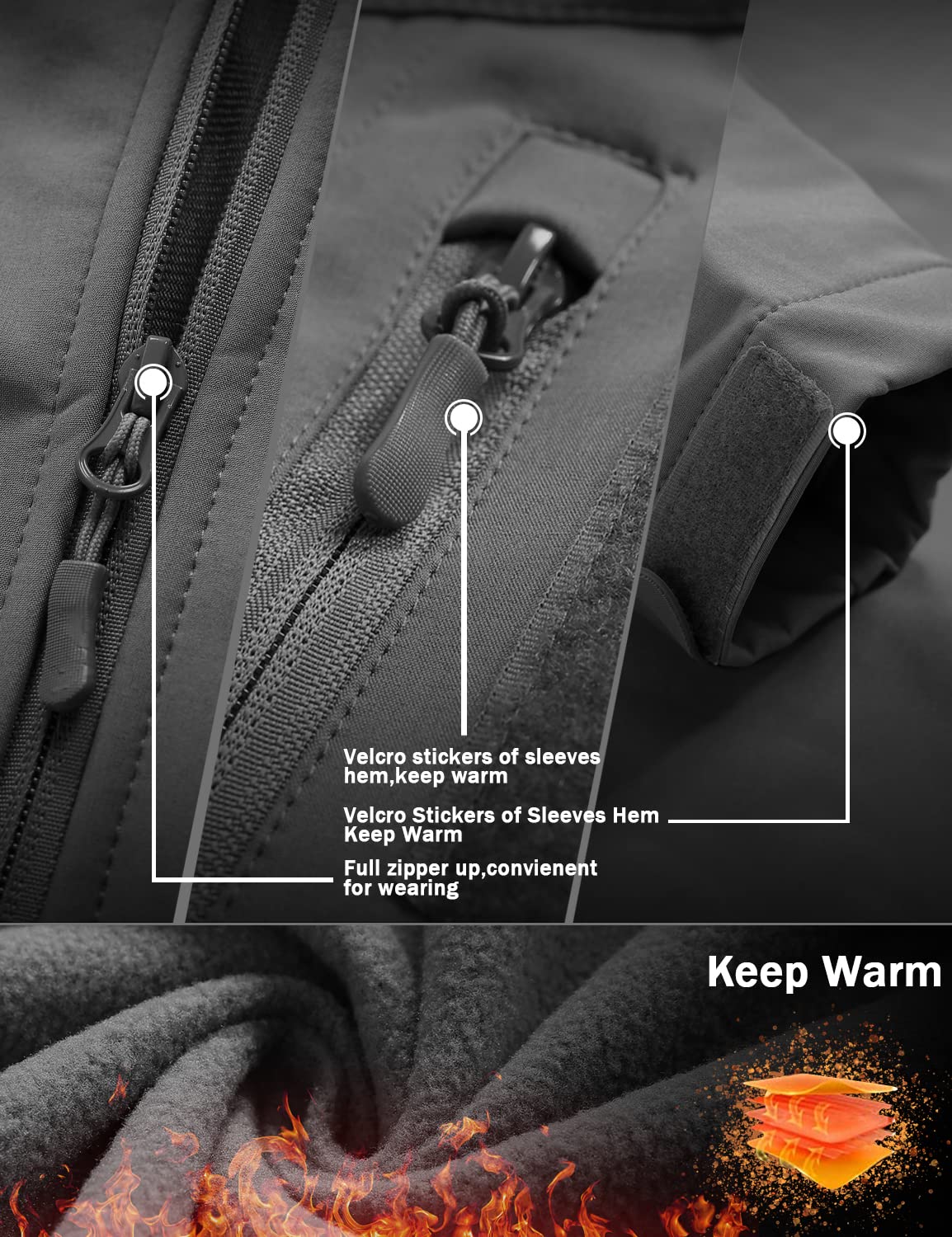 Herren Softshelljacke Militär Taktische Wasserdichtem Winter Mantel mit Kapuze und Multifunktionalen Reißverschluss Taschen