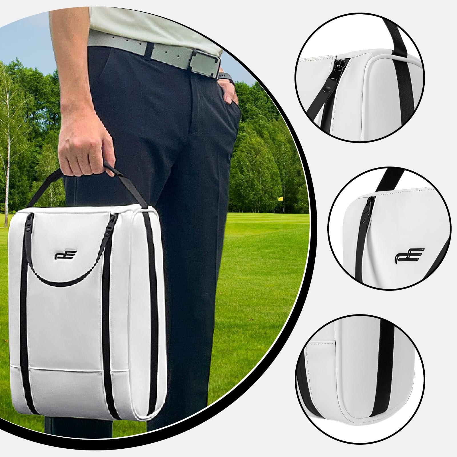 Golf Schuhe Tasche Tragbare Organizer PU mit Doppelreißverschluss Und Handgriff für Sichere Aufbewahrung für Reisen Golfsport Männer Und Frauen