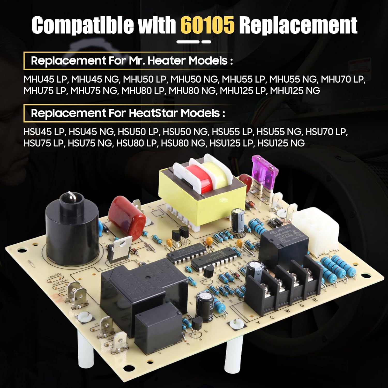 60105 Ignition Control Board PCB Replacement for Mr Heater, Enerco, Big Maxx and HeatStar MHU/HSU Series Overhead Compact Garage and Workshop Natural Gas and Propane Furnaces Up to 125000 BTU