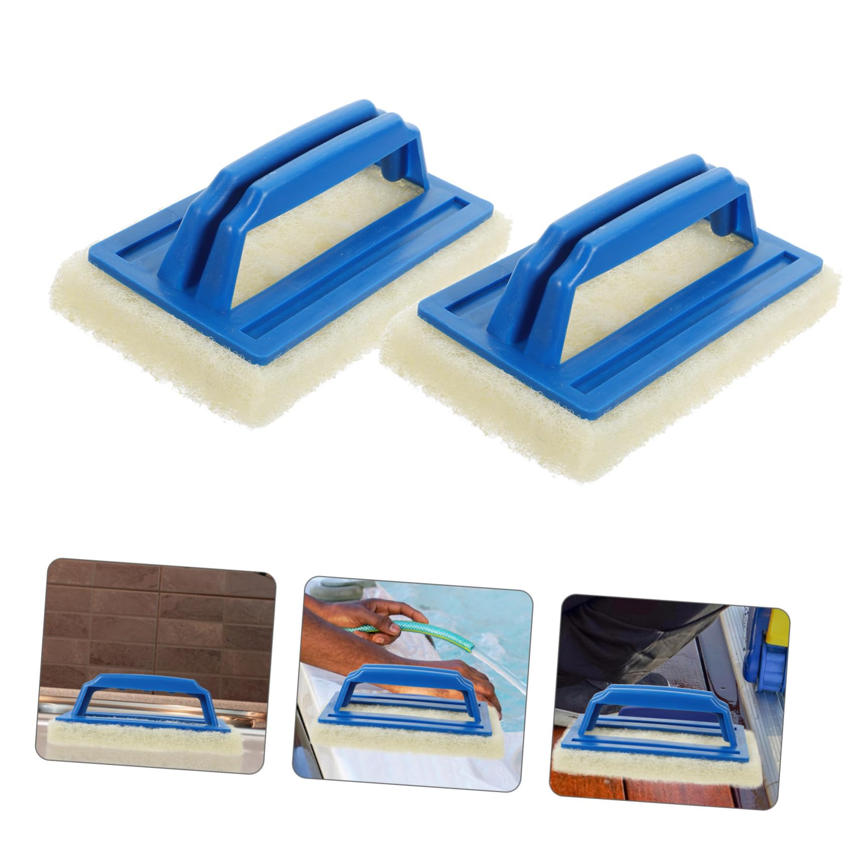 IWOWHERO Inground Pool Brush Set 2pcs Cleaning Brush for Tiles Gaps Corners Comfort Handle
