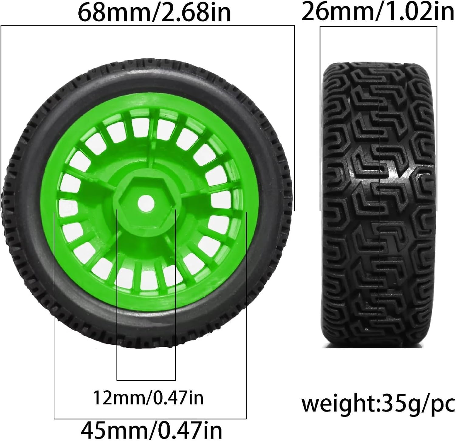 RCカータイヤリム For Tamiya XV01 XV02 For TT01 For TT02 PTG-2 1/10 4個 68m