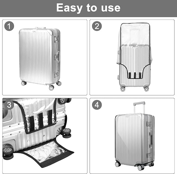 DAWRIS 3Pcs Clear Suitcase Covers 20+24+28 Inch PVC Luggage Covers for Suitcases Waterproof Suitcase Protector Away from Scratch Dyeing Transparent Luggage Protector for Business Trip Daily Using