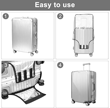 DAWRIS 3Pcs Clear Suitcase Covers 20+24+28 Inch PVC Luggage Covers for Suitcases Waterproof Suitcase Protector Away from Scratch Dyeing Transparent Luggage Protector for Business Trip Daily Using