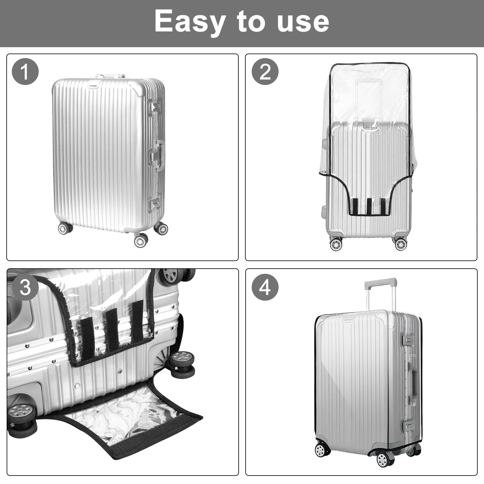 HENGBIRD 3 Stück Kofferschutzhülle Transparent 20+24+28 Zoll Koffer Set PVC Kofferhülle Wasserdicht Kofferüberzug Schutzhülle Koffer Hüllen Hülle Kofferschutzhülen Suitcase Cover Überzug Abdeckung