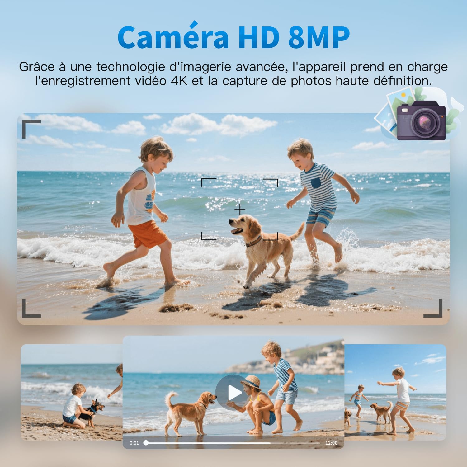 Lunettes intelligentes AI 32 Go avec caméra HD 4K, Lunettes avec caméra Anti-tremblement 8 MP, Prise en Charge de l'enregistrement vidéo, Traduction en Temps réel, Verres photochromiques - 3
